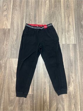 Calvin Klein Black and Red Logo Waist Joggers